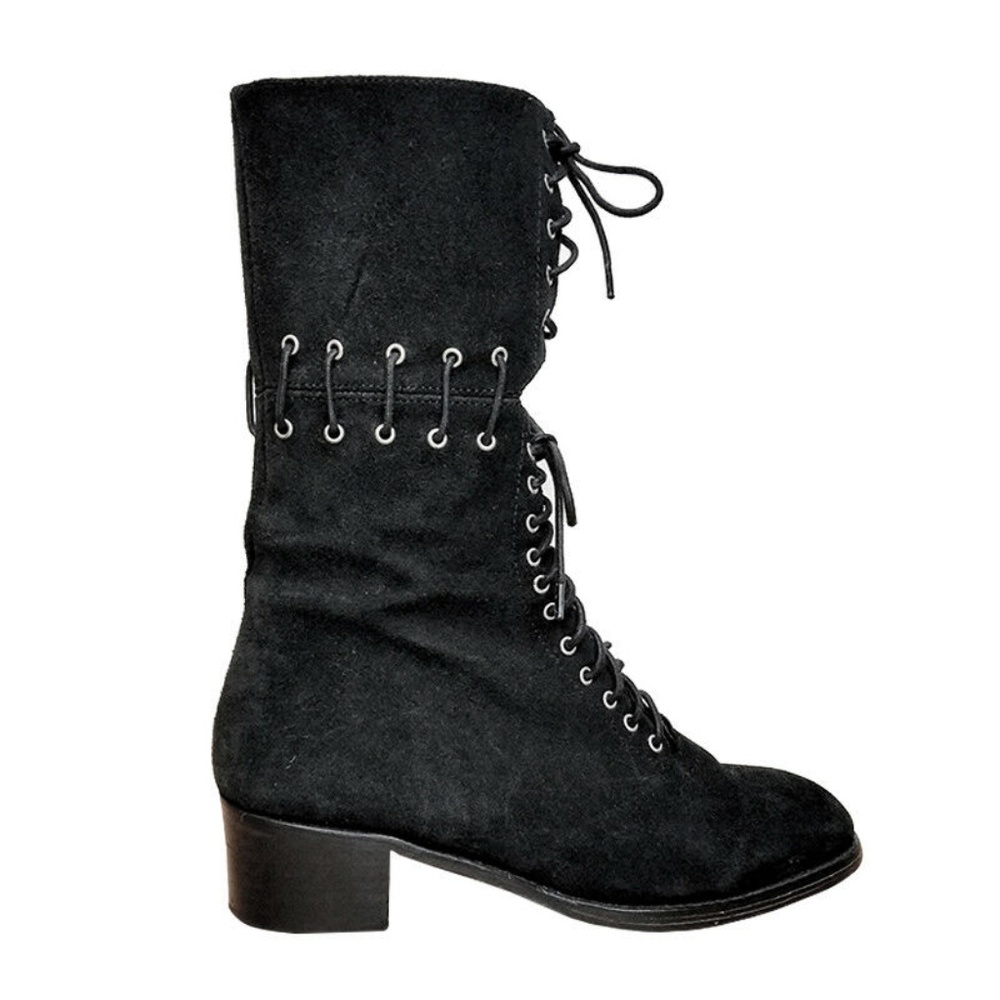 MIISTA Zelda Boots Black Suede Lace Up US 7.5